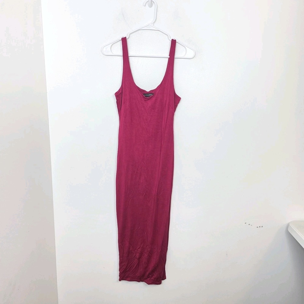 JLuxLabel Fuschia Bamboo Stretch Soft Casual Fitted Midi Tank Dress Size M
